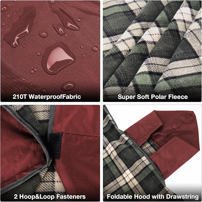 DUKUSEEK Stadium Blanket for All Weather Waterproof Outdoor Blankets with Hood Soft Warm Fleece Camping Blanket Windproof for Outdoor Sports 79x58