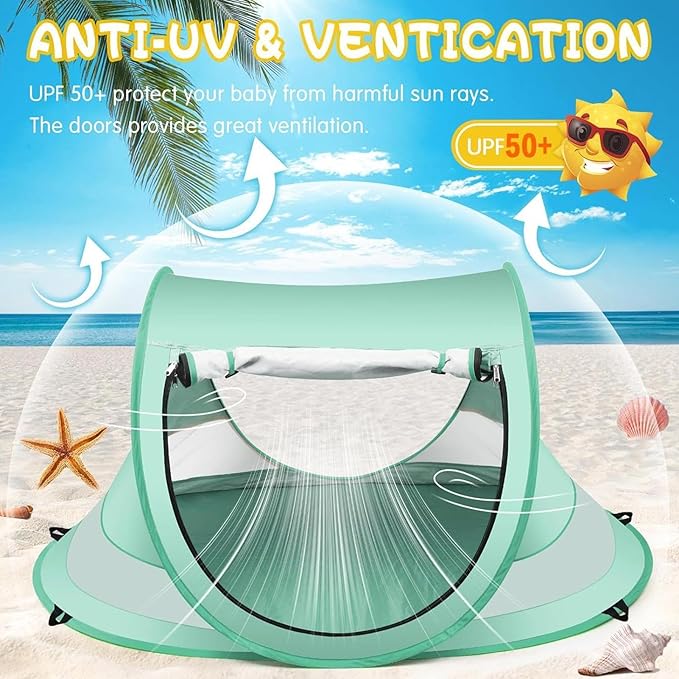 Portable Baby Tent – PopUpp Dome UV Protection Shelter | Lightweight Toddler Beach Shade for Travel Pool Backyard Fun Outdoor Park Adventures Yard Relaxation Easy Setup Baby Sun Cover