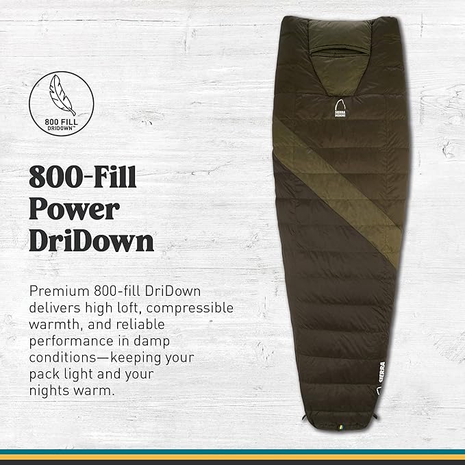 Sierra Designs Cloud Quilt 20 Degree Down Backpacking Quilt Ultralight 800 Fill Power DriDown with Hideaway Hood Insulated Hand Pockets Regular