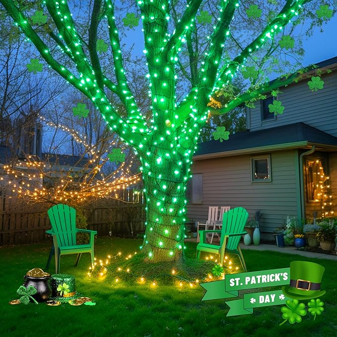 JMEXSUSS 2 Pack Solar String Lights Outdoor Waterproof Total 400 LED 151FT Solar Christmas Lights Outdoor 8 Modes Christmas Light for Outside Patio Yard Tree Decorations Green