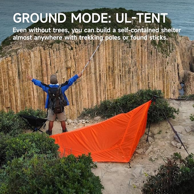 SkyNest 11ft Hammock with Net and Rain Fly Tarp 4 in 1 Camping Hammock Tent Ultralight Portable Double-Layer Hammock with Ridge Rope for Camping Hiking and Backpacking