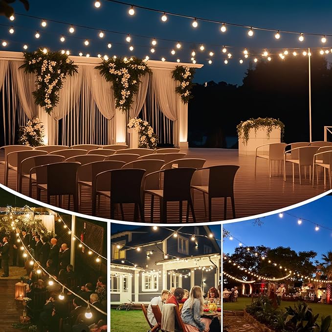 240FT Solar String Lights Outdoor Waterproof with Remote G40 Solar Powered String Lights with 80+3 LED Shatterproof Bulbs Dimmable Solar Patio Hanging Lights for Outside Backyard Party