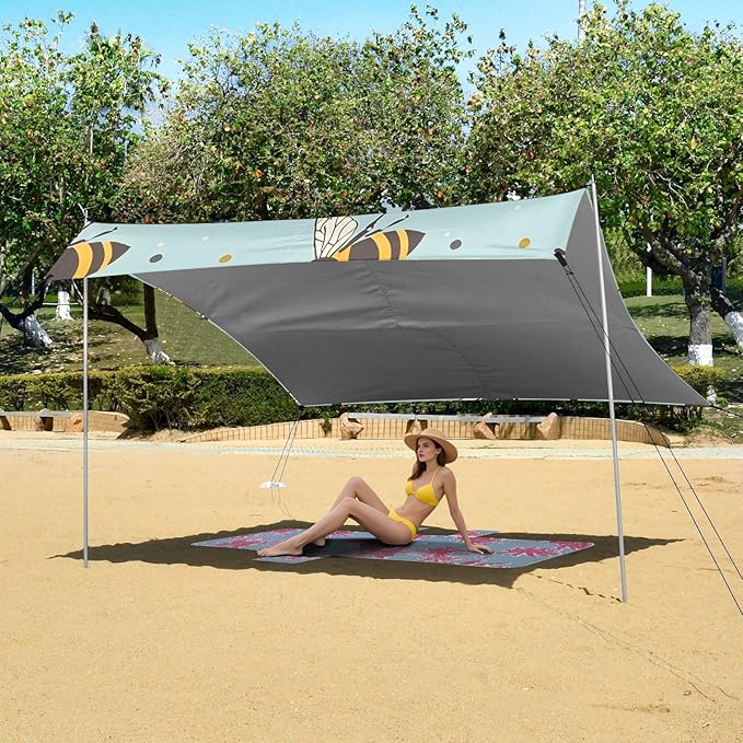 Bees Camping Sun Shelter Beach Tent Portable Beach Sun Shade Outdoor Canopy for Camping Trips Fishing Picnic