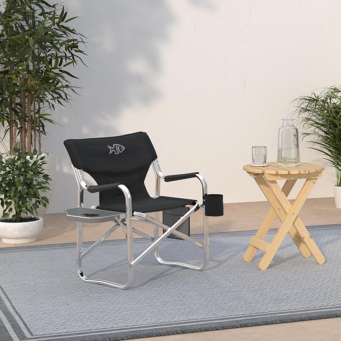 Oasis Premium Director Fishing Chair with Rod Holder - Folding Aluminum Chair