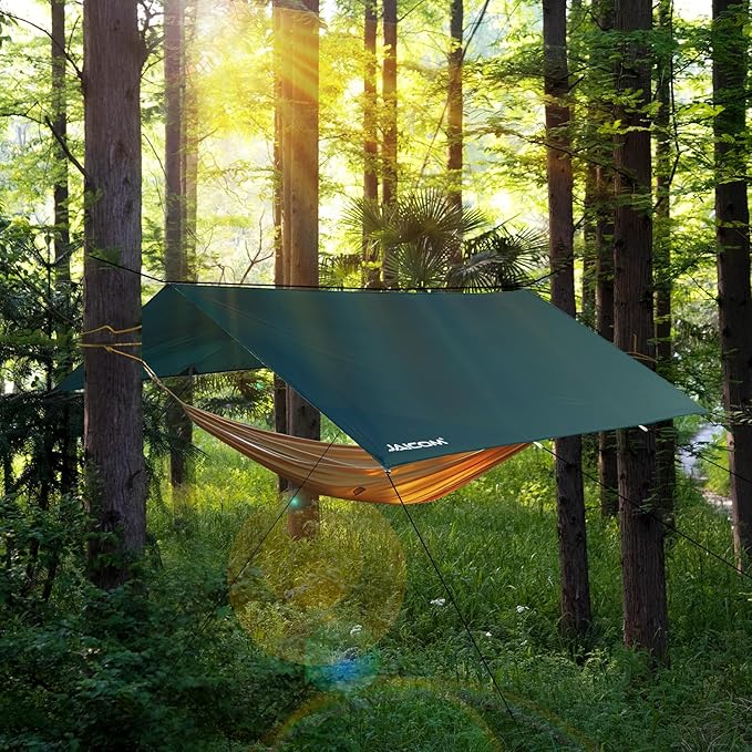 Waterproof Camping Tarp - 10X10ft Hammock Rain Fly Ultralight &amp Portable &amp UV Protection Backpacking Tarp Multifunctional for Outdoor Adventure Hiking Tent Hammock