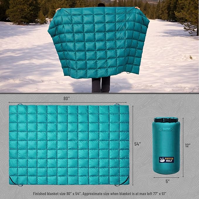 PW700 Extra Large Double Insulated Outdoor Camping Blanket | 2X Puffy Warm Packable Weatherproof Durable and Lightweight | Top Quilt for Hiking Backpacking Stadium Events Picnics