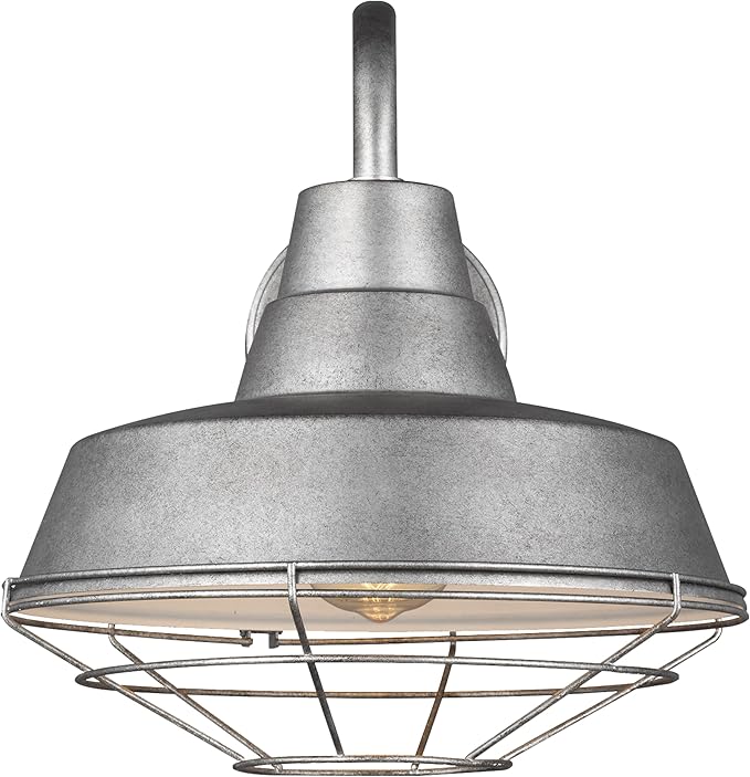 Generation Lighting Barn Light Cage for Outdoor Light Fixture Weathered Pewter 96374-57 Stainless Steel Hanging Light Cage for Rustic Home Decor Metal Lamp Guard for Outdoor Wall Light Fixture