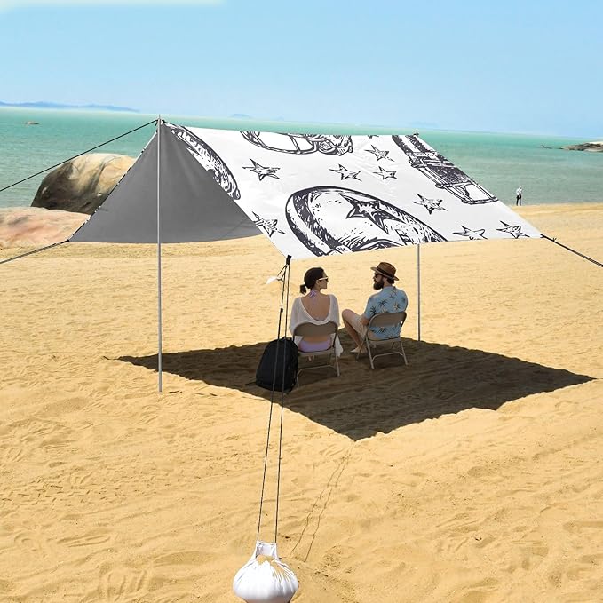Rugby Pattern (49) Camping Sun Shelter Beach Tent Portable Beach Sun Shade Outdoor Canopy for Camping Trips Fishing Picnic