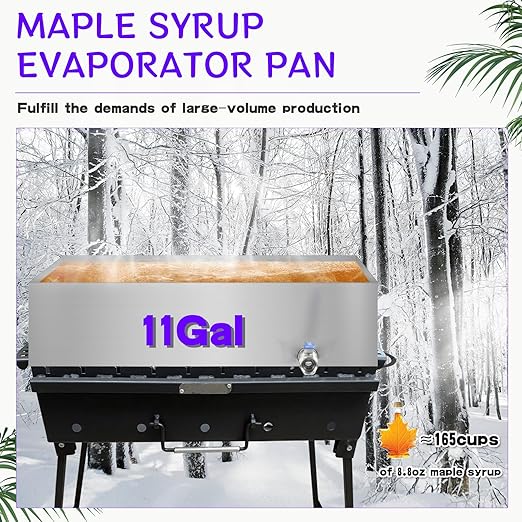 Maple Syrup Evaporator Pan Maple Syrup Pan 11 Gal 304 Stainless Steel Syrup Evaporator 24 x 18 x 6 Inch Boiling Maple Evaporator Panwith Valve