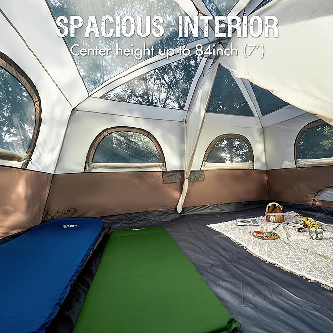 PORTAL 6 | 8 | 10 Person Family Camping Tent with Porch Big Family Camping Tent with Tall Height Good Ventilation Water Resitant Large Tent for Outdoor Camping Backyard