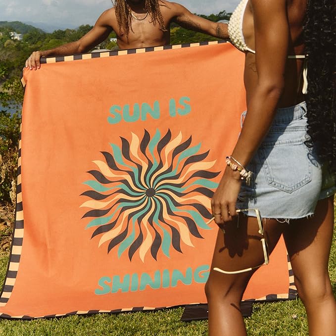 Slowtide x Bob Marley Sun is Shining Oversized Picnic Blanket – Water &amp Sand Resistant Outdoor Blanket 60 x 72 in