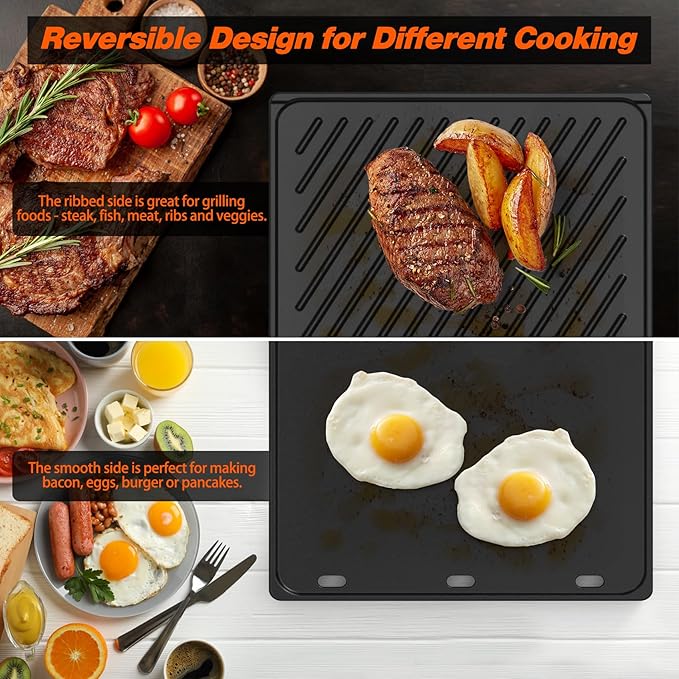 onlyfire Cast Iron Griddle Replacement for Weber 7638 Grill Cooking Grate and Grill Griddle for Spirit I &amp II 300 Series
