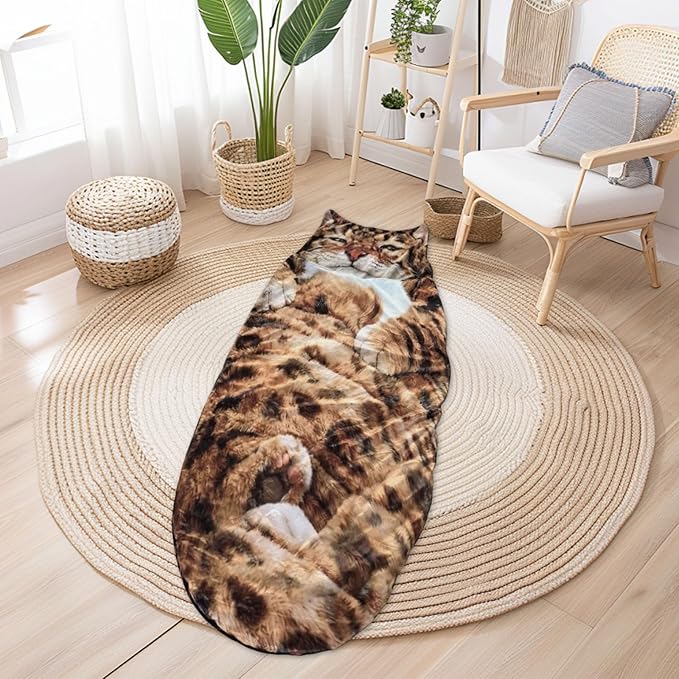 Adult Cat Pattern Envelope Sleeping Bag - Plush Cat Envelope Sleeping Bag for Adult - Plush Warm Washable Camping Blanket