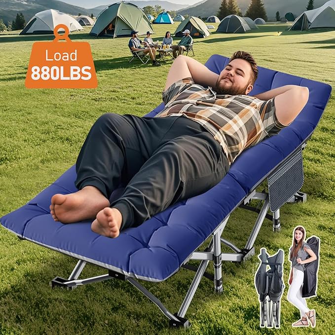 ABORON Heavy-Duty Folding Guest Bed for Adults 500lb Capacity Portable Extra Cot with 1213D Double Layer Ideal for Indoor Guest Stays &amp Temporary Home Use