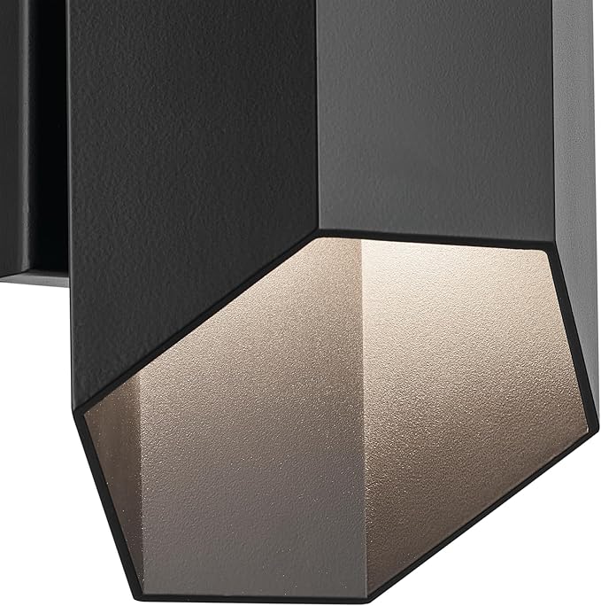 Kichler Estella 12 LED 1-Light Outdoor Wall Light in Black Dark Sky Compliant for Exterior Doors Garage Porch Patio Wall (12 x 6) 49607BKLED