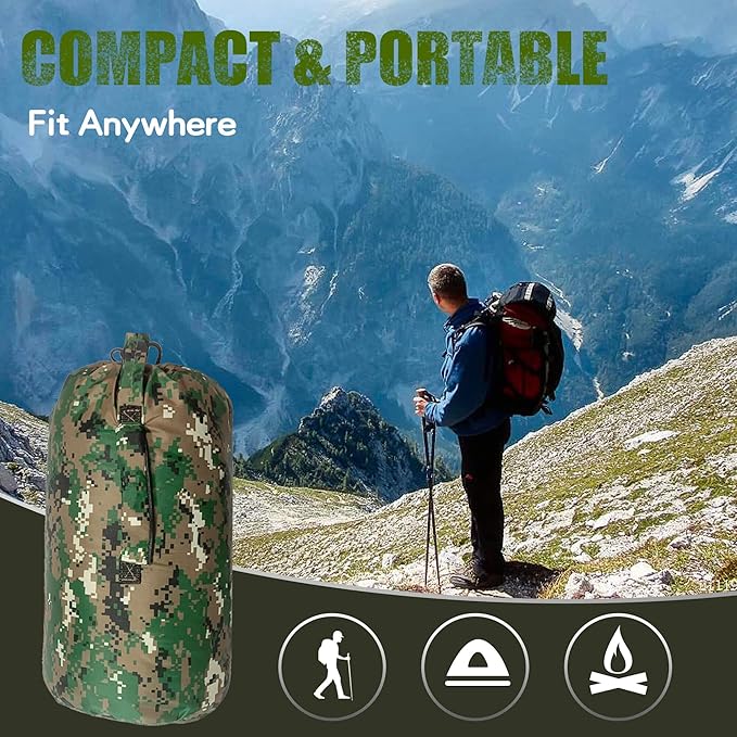 Woobie Blanket Thermal Insulated Military Poncho Liner Water-Resistant Portable Insulation for Hiking Survival with Compression Carry Bag (Marpat)