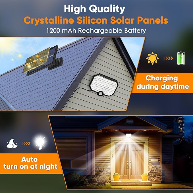 Solar Lights Outdoor Waterproof Motion Sensor Outdoor Lights with 16.5ft Cable120°Wide Angle Dusk to Dawn Solar Security Split Flood Lights for Yard Garage Porch Shed BarnLED 6500K1 Pack