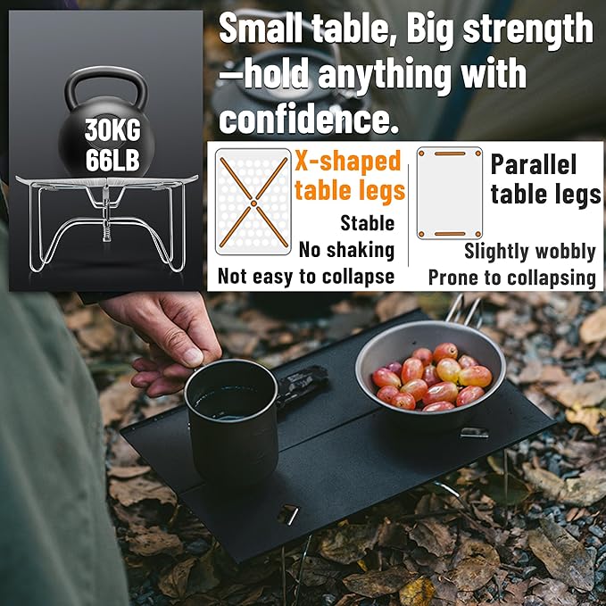 Naturehike 11oz Solo Folding Camping Table - 66lb Load Capacity Ultralight Mini Backpacking Table Aluminum No Assembly for Hiking Camping &amp Beach (Compact Small Side Table with Carry Bag) (Silv