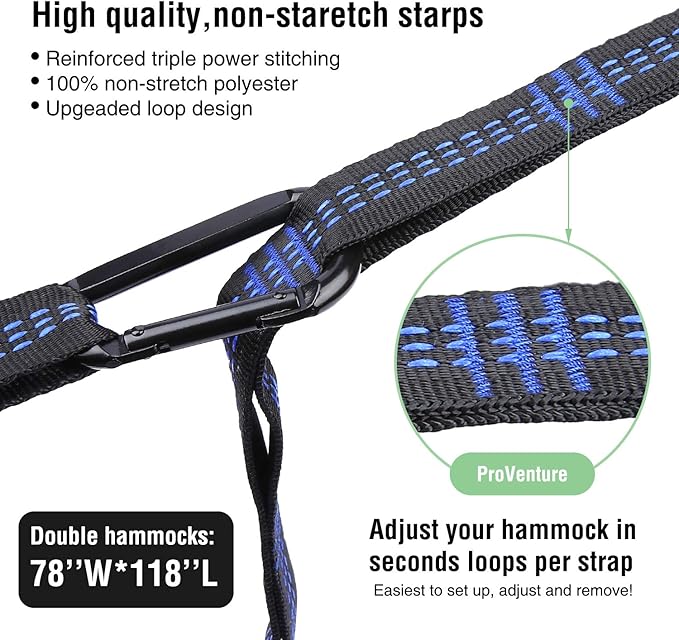 Double Hammocks for Camping Portable Parachute Hammock for Outdoor Hiking Travel Backpacking - Hammocks Swing for Backyard &amp Garden 78''W 118''L (Khaki/Green)