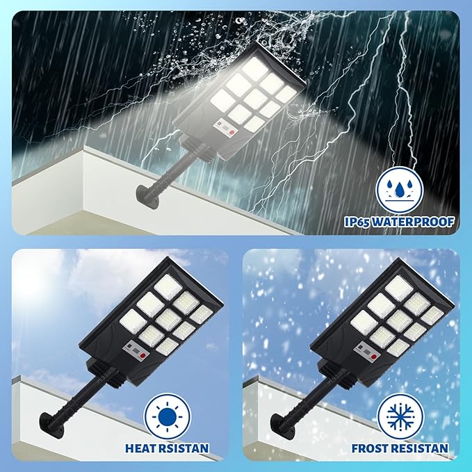Retisee 4 Pack Solar Street Lights Outdoor Waterproof IP 65 240° Wide Angle Solar Streetlights Outdoor Pole Lights with Motion Sensor Remote Dusk to Dawn Control for Garage Yard Driveway Pathway