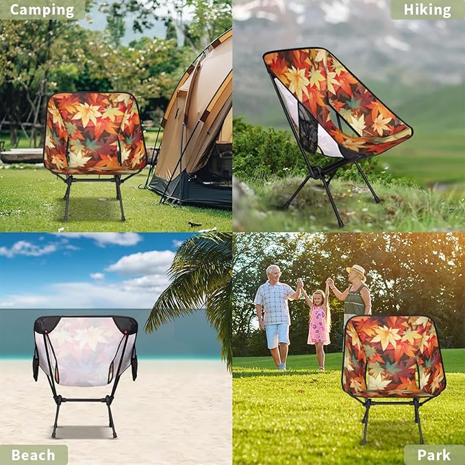 Honeybaby Folding Camping Chair Falling Maple Leaf Camping Chairs Lightweight Portable Chair Outdoor Foldable Chairs for Camping Travel Picnic Beach Hiking