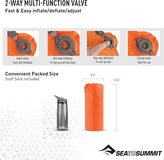Sea to Summit Ultralight Self-Inflating Foam Sleeping Pad for Backpacking and Camping Large (78 x 25 x 1 inches)