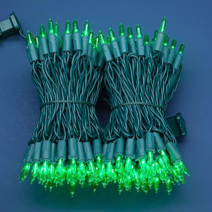 200 Count Green LED Christmas Lights 66 ft Green Wire UL Certified Commercial Grade Holiday String Light Set (Green)