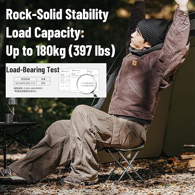 Naturehike 11in Ultralight Camping Folding Stool - Supports 390lbs 0.72lb Compact Portable Stool 7075 Aluminum Alloy &amp 600D Oxford Pocket Chair for Adult Backpacking Fishing Sports Events