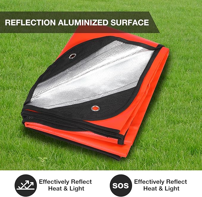 RedSwing 4 Pack Emergency Blankets Waterproof Survival Thermal Tarp Multipurpose Reflective Insulated All Weather Blankets for Camping Hiking Orange
