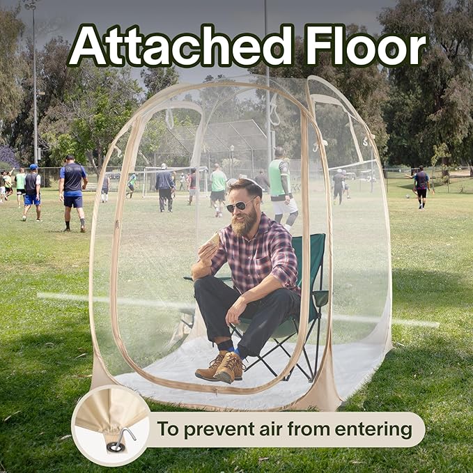 EighteenTek® Pod All Weather Sports Tent with Attached Floor Instant Outdoor Bubble Tent Rainproof Camping Sun Shelter for Sports Events Camping Fishing Cheering 1-4 Person