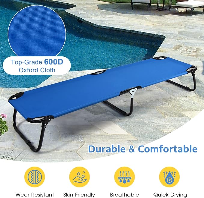 Tangkula Set of 2 Folding Camping Cot Portable Camping Bed with Steel Frame Elevated Travel Military Portable Cots Bed for Adults Kids Indoor Outdoor Foldable Sleeping Cot for Nap Beach Hiking
