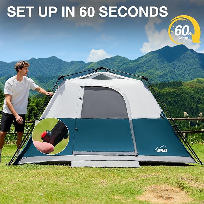 6 Person Instant Camping Tent with Rainfly 60s Easy Setup Family Cabin Tent 10x9ft 1200mm Waterproof &amp Skylight Ventilation Portable Shelter for Outdoor Camping Hiking Backyard