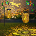2 Pack Solar Lanterns Outdoor Decor Waterproof Dragonfly Gifts for Women MenMetal Outdoor Solar Lanterns Outside for GardenYardPatioLawn