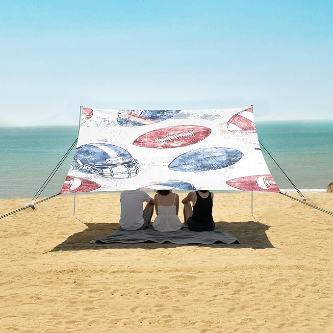 Rugby Pattern (34) Camping Sun Shelter Beach Tent Portable Beach Sun Shade Outdoor Canopy for Camping Trips Fishing Picnic