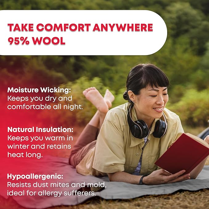 Ever Ready First Aid Military Wool Blanket - 95% Wool Washable Perfect for Outdoors Picnics Travel Car &amp Bushcraft Emergency Blanket 96 x 108 8.45 lbs. - Grey - King Size