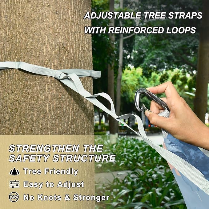OTVEE Camping Hammock Coastal Island Portable Hammocks 500lb Upgraded Thickened Durable Single Hammocks with Tree Straps &amp Travel Bag for Camping Outdoor Indoor Patio Backyard