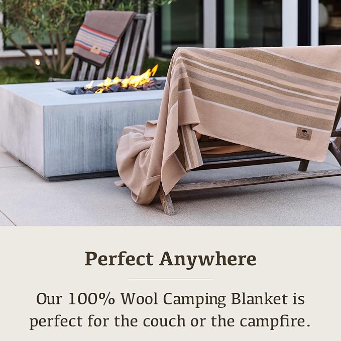 Chubbuck 100% Wool Blanket Camping (60 x 84) - Large Warm Blanket for Camping Emergency Outdoor Concerts and Home Use - Fire Retardant Soft and Warm Blankets for Winter (Badlands)