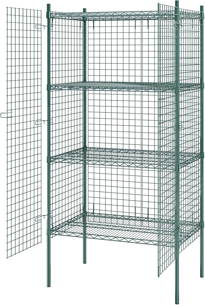 Commercial Grade NSF Listed Metal Wire Mesh Storage Green Epoxy Security Cage Kit 24 x 36 x 74 Perfect for Warehouse Walk-In Refrigerator Freezer Grocery Store Restaurant