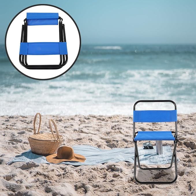 Portable Lightweight Folding Camping Chair with Backrest Small Heavy Duty Outdoor Lawn Chair for Adults Blue Foldable Stool for Beach Picnic Fishing and Travel