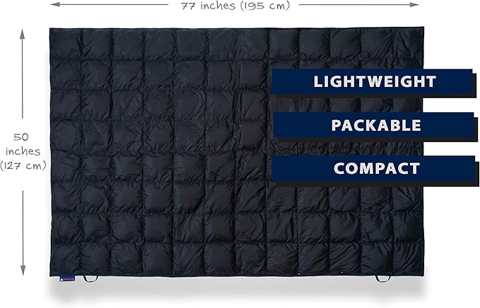 Get Out Gear Down Camping Blanket - Puffy Packable Lightweight and Warm | Ideal for Outdoors Travel Stadium Festivals Beach Hammock | 650 Fill Power Water-Resistant Backpacking Quilt