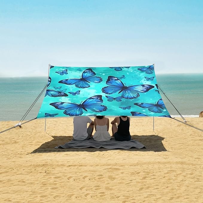 ButterflyCamping Sun Shelters 9.2 x 10.5 FT Beach Canopy Tent Sun Shade with Carrying Bag for Camping Trips Fishing Backyard Fun or Picnics 21341348