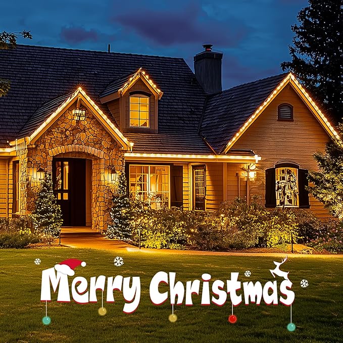 Minetom C9 Clear Christmas String Lights 25FT 25 Blubs Bright &amp Warm Outdoor Christmas Lights Long Life C9 String Lights for Tree Patio Gazebo Wreath White Wire