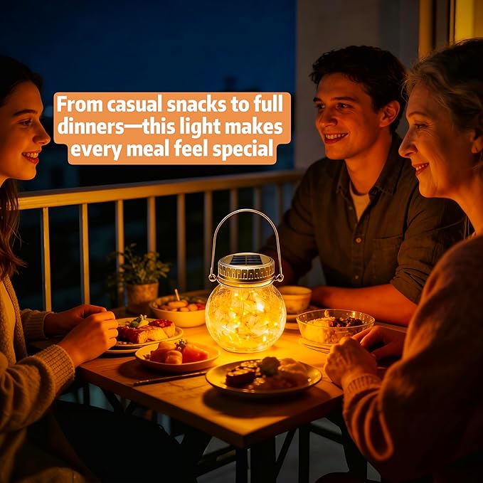 Cooo 6 Pack Crackle Glass Solar Lantern with 30 LED Firefly Lights– Waterproof Outdoor Hanging Lamp 215% Larger Solar Panel Anti-Rust Lids Decorative Lighting for Garden Patio Christmas Decorations