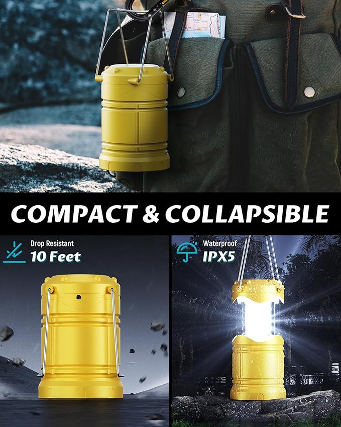 Lichamp 4 Pack LED Camping Lanterns Battery Powered Camping Lights LED Collapsible Flashlight Portable Emergency Supplies Kit A4YL