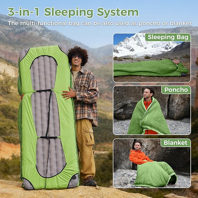 ATEPA Down Sleeping Bag for Adults Recycled Ultralight 35°F 40°F 45°F 50°F 650FP / 700FP 3 Season Compact Sleeping Bags with Compression Sack for Backpacking Camping Hiking Can Be Attached to Pad