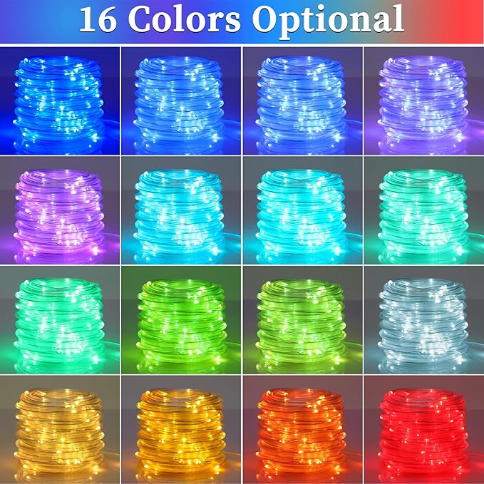 ANJAYLIA 66ft 200 LED Rope Lights Outdoor Waterproof 16 Colors Changing String Lights Plug in with Remote Control Indoor Twinkle Fairy Lights for Bedroom Garden Party Halloween Christmas Decorations