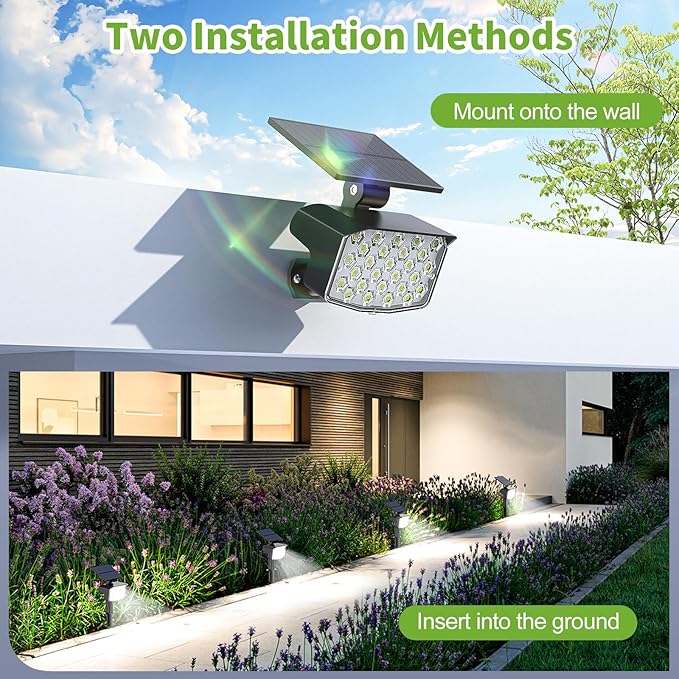 8 Pack Solar Spot Lights Outdoor Waterproof IP65 Adjustable 3 Lighting Modes Solar Powered Landscape Spotlights for Yard Garden Pathway(Cool White)