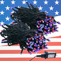 Kwaiffeo 4th of July Decorations Outdoor 100FT 300LED Red White and Blue String Lights for Independence National Memorial Day Flag Lights for 2024 President Election Campaign 1 Pack