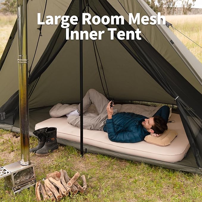 Naturehike Ranch Fire Teepee Tent Cold Weather Winter Hot Tent with Stove Jack 4-6 Person Waterproof Windproof 4 Season Tents for Camping