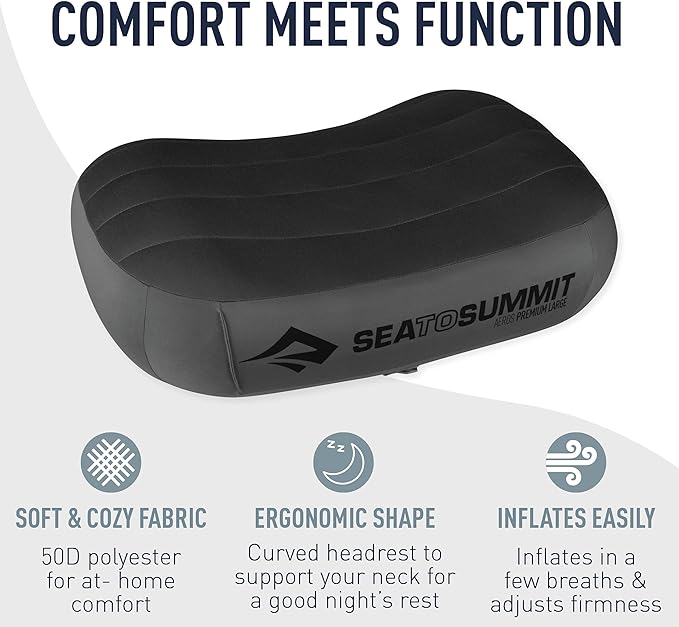 Sea to Summit Aeros Premium Inflatable Travel Pillow Large Grey